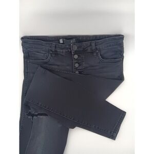 KUT from the Kloth Mia High Rise Fab Ab Skinny Jeans Black Distressed Size 10